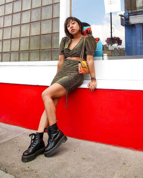 Botas Con Plataforma Dr. Martens Molly Mujer Negros MX-17260
